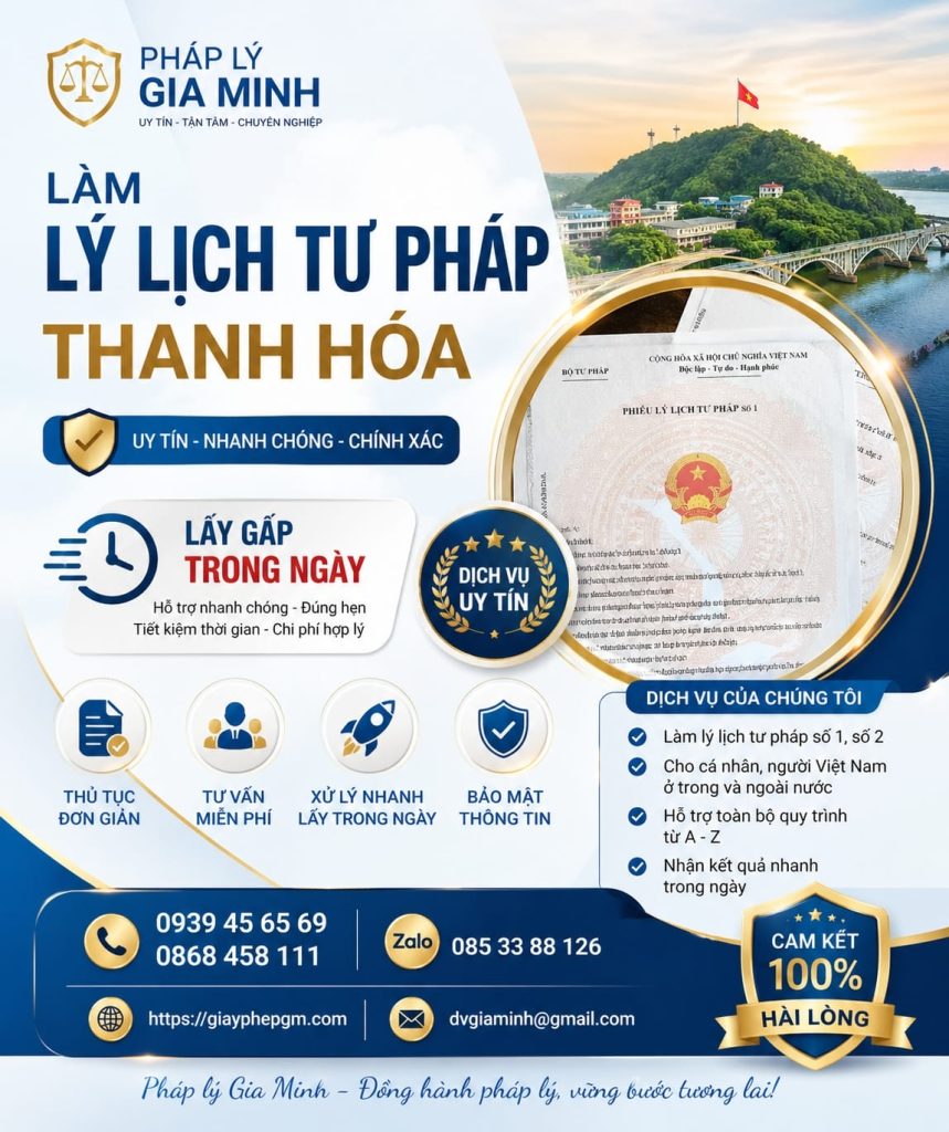 dịch vụ làm lý lịch tư pháp tại thanh hóa