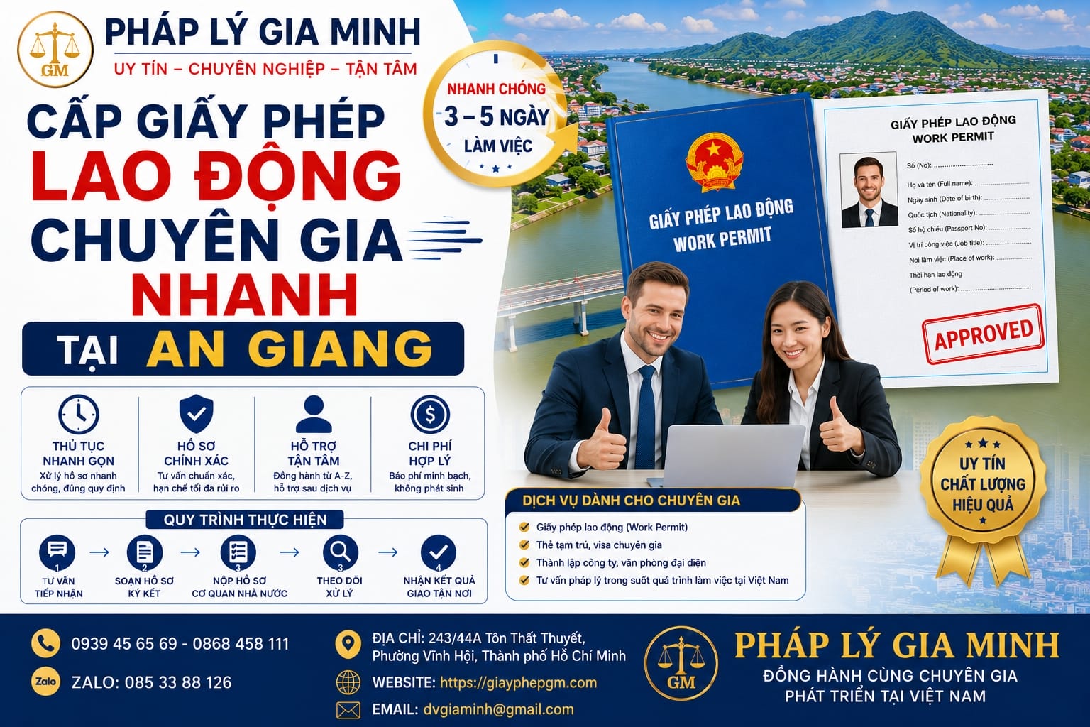 Làm giấy phép lao động cho chuyên gia tại An Giang uy tín – Giải pháp nhanh, chuẩn pháp lý, hỗ trợ toàn quốc (nhấn mạnh Thanh Hóa) 3 Cấp giấy phép lao động chuyên gia nhanh tại An Giang