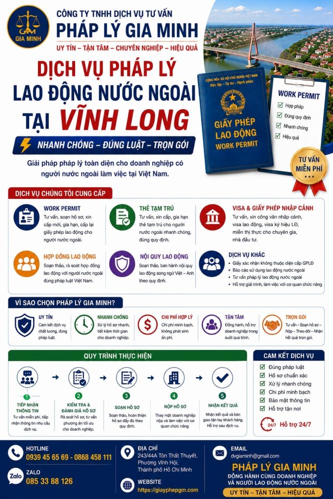 Dịch vụ pháp lý lao động nước ngoài tại Vĩnh Long