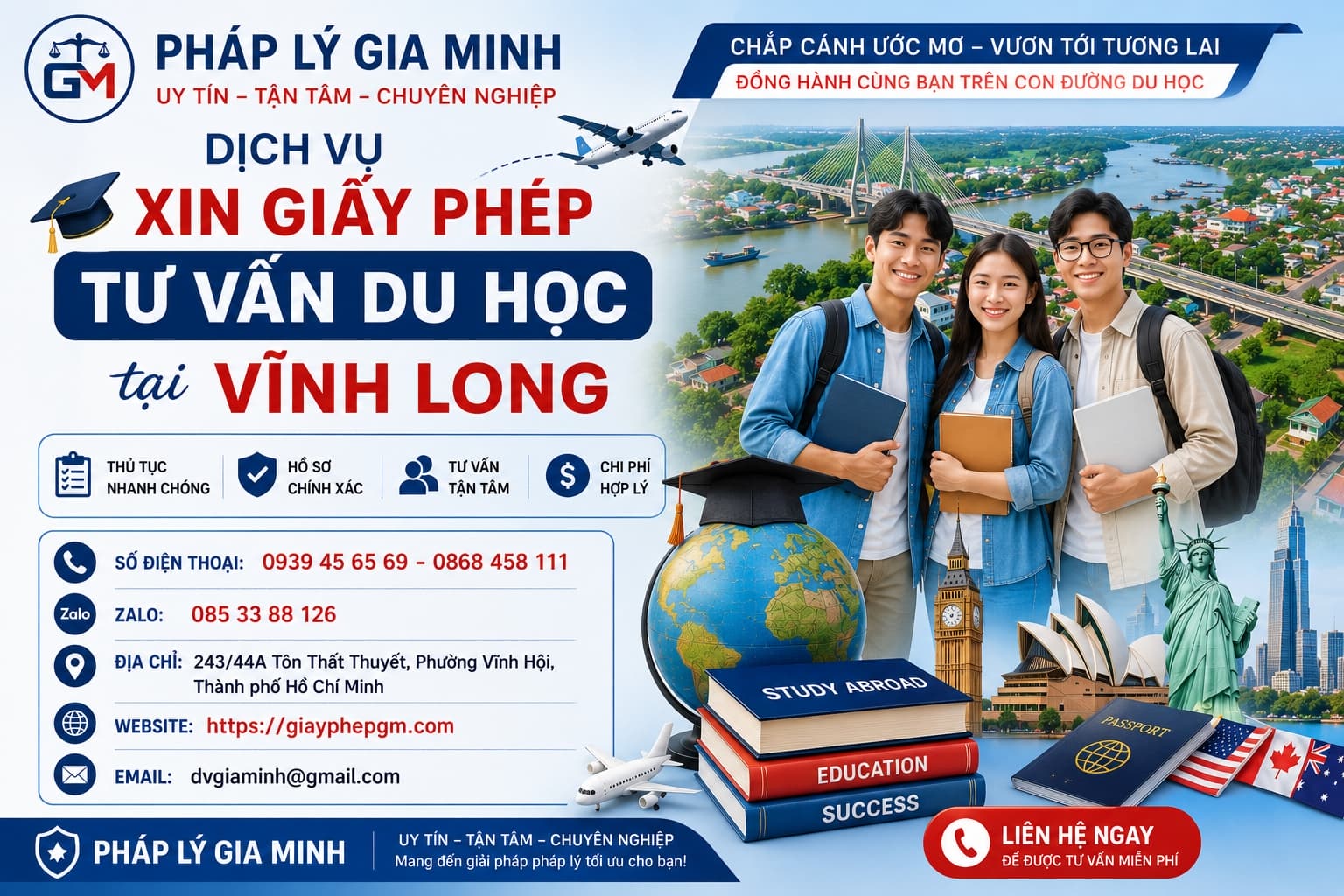 Dịch vụ xin giấy phép tư vấn du học tại Vĩnh Long