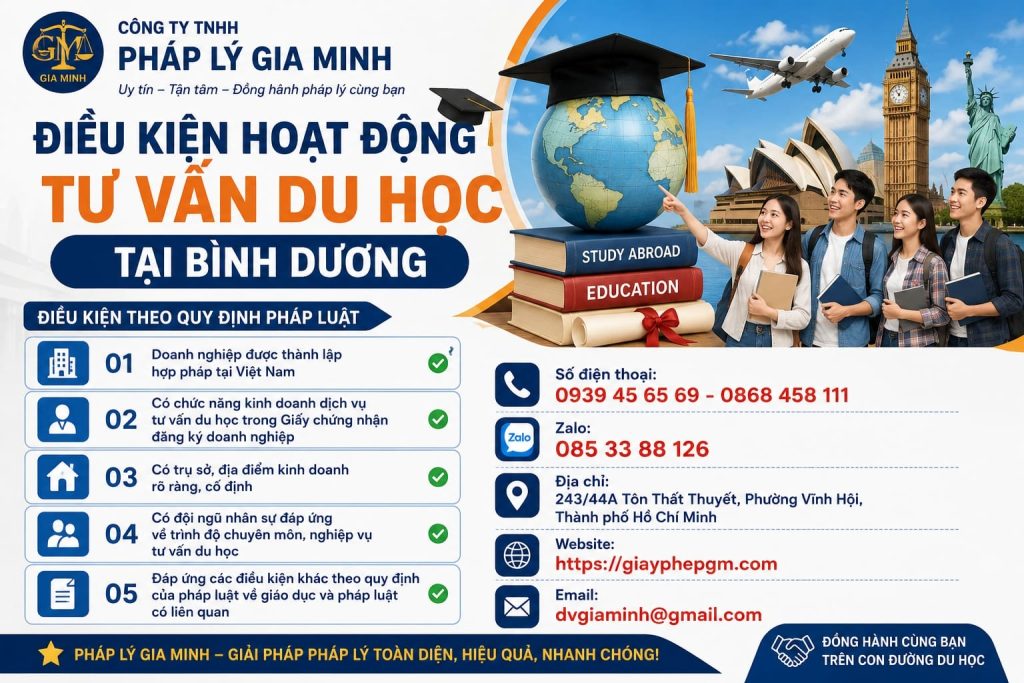 Điều kiện hoạt động tư vấn du học tại Bình Dương