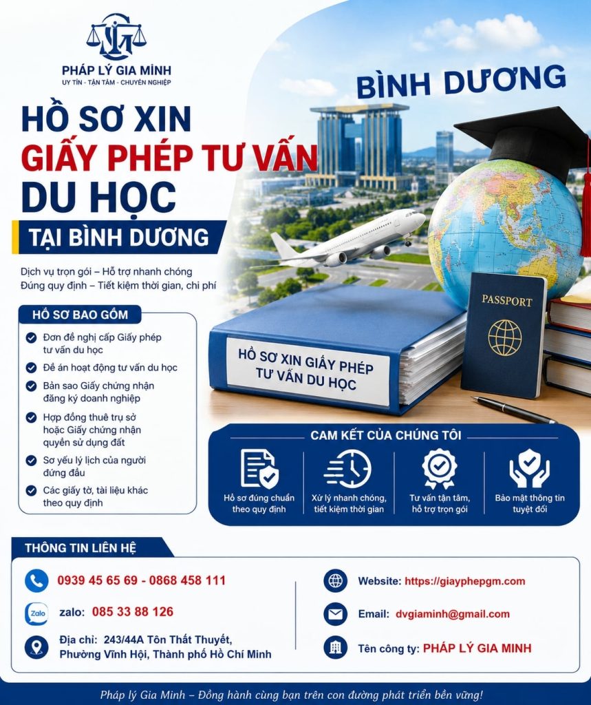 Hồ sơ xin giấy phép tư vấn du học tại Bình Dương