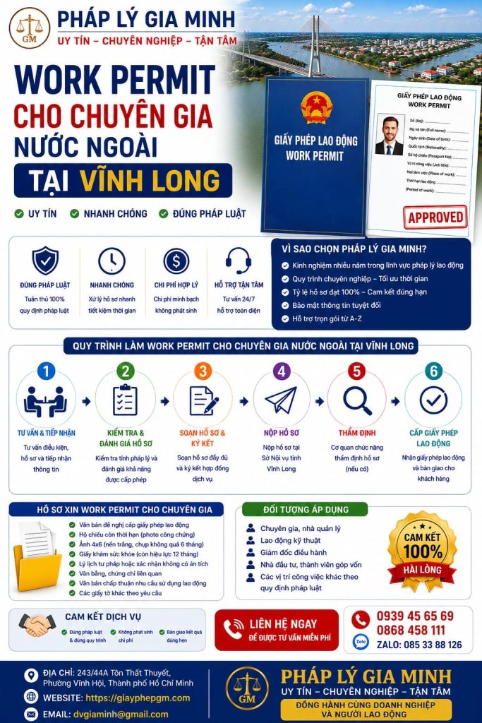 Work permit cho chuyên gia nước ngoài tại Vĩnh Long