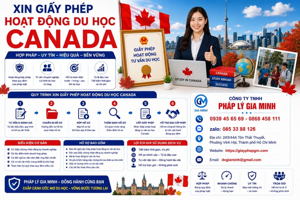 Xin giấy phép hoạt động du học Canada