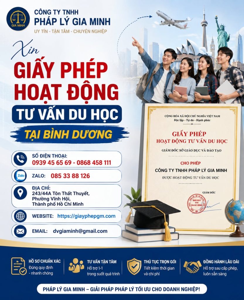 Xin giấy phép hoạt động tư vấn du học tại Bình Dương