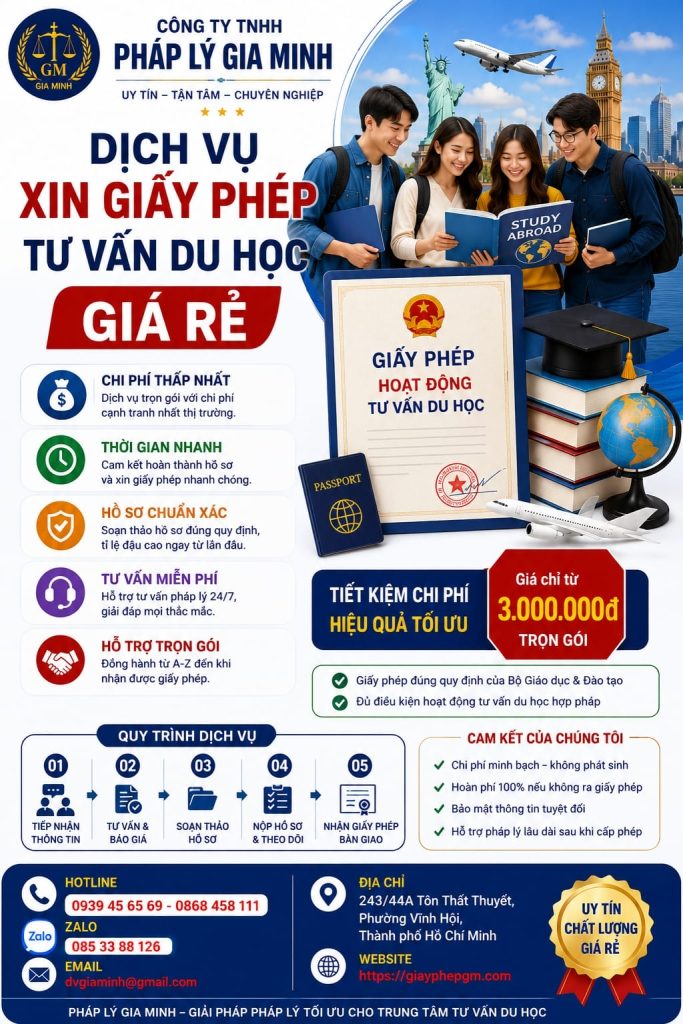Xin giấy phép hoạt động tư vấn du học tại Bình Dương