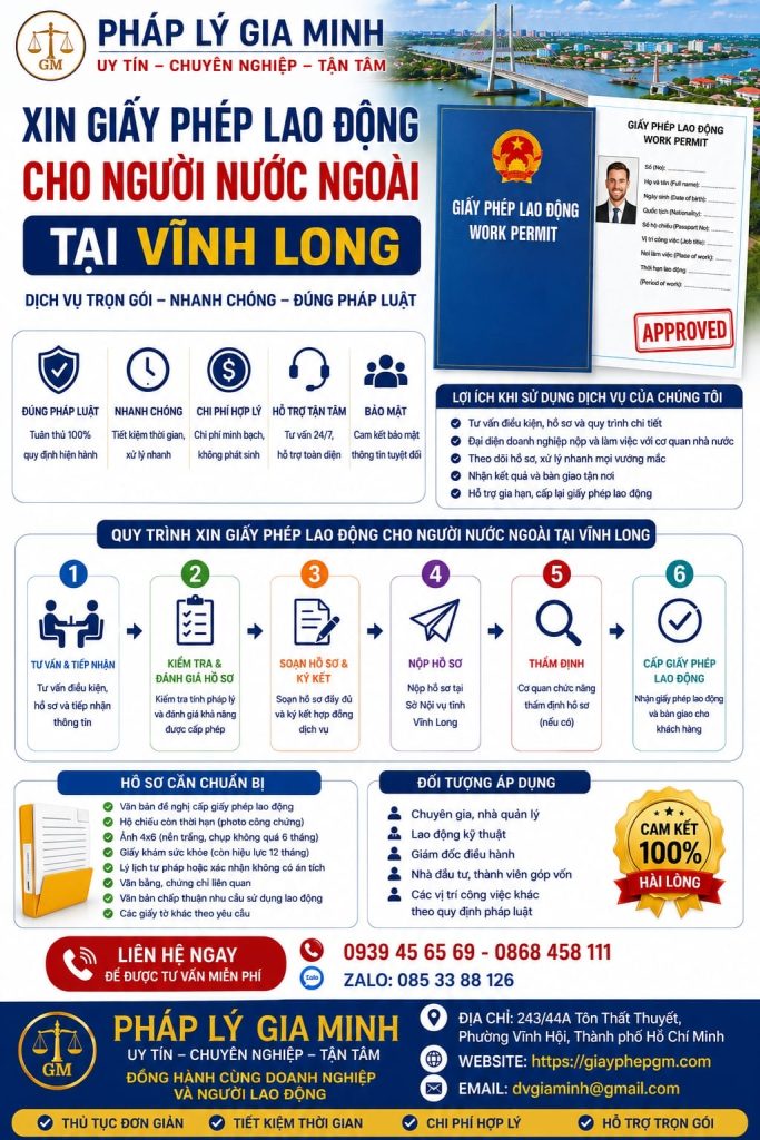 Xin giấy phép lao động cho người nước ngoài tại Vĩnh Long