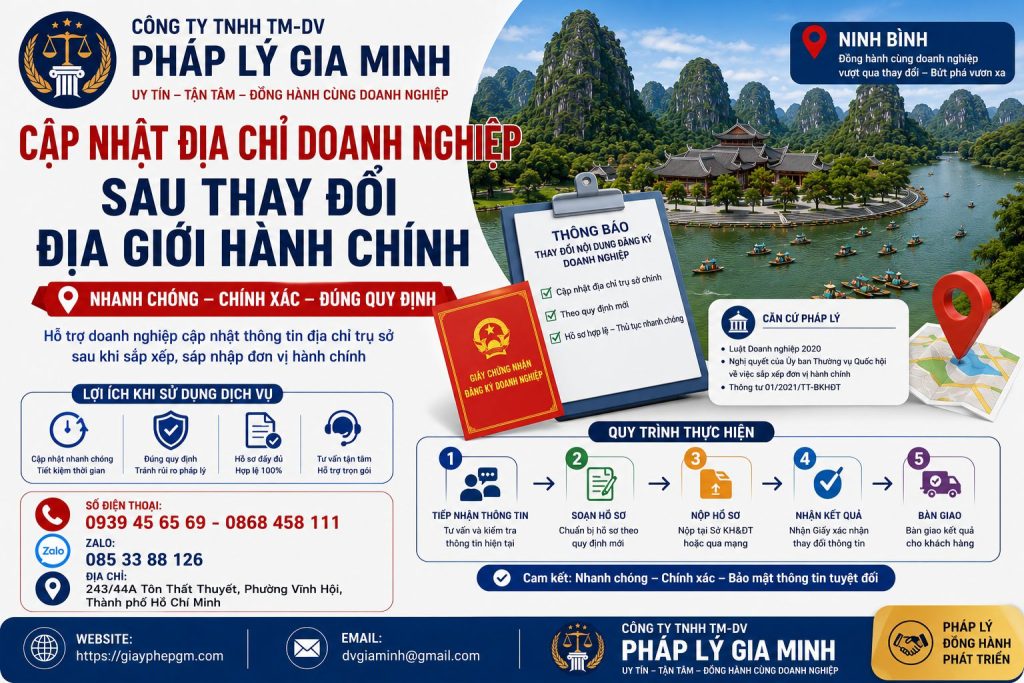 Cập nhật địa chỉ doanh nghiệp sau thay đổi địa giới hành chính 2 Cập nhật địa chỉ doanh nghiệp sau thay đổi địa giới hành chính