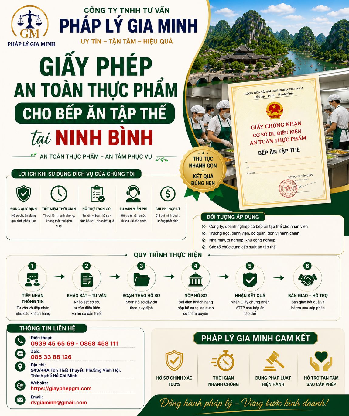 Giấy phép an toàn thực phẩm cho bếp ăn tập thể tại Ninh Bình