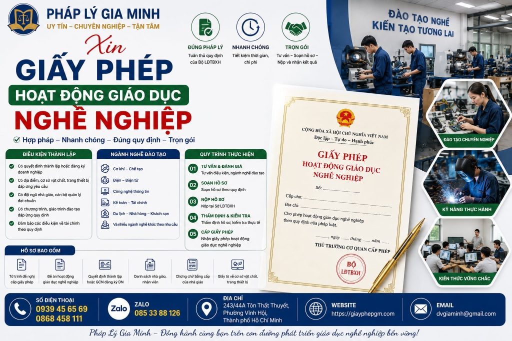Xin giấy phép hoạt động giáo dục nghề nghiệp nhanh, đúng thủ tục 5 Xin Giấy Phép Hoạt Động Giáo Dục Nghề Nghiệp