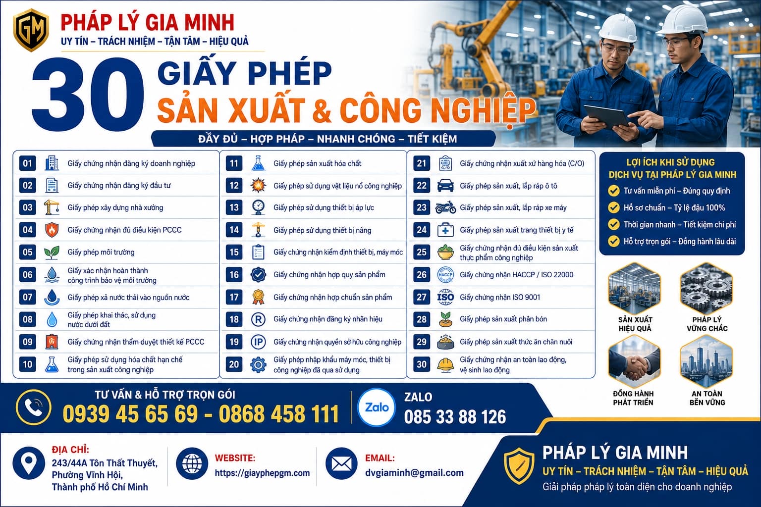 30 giấy phép sản xuất và công nghiệp