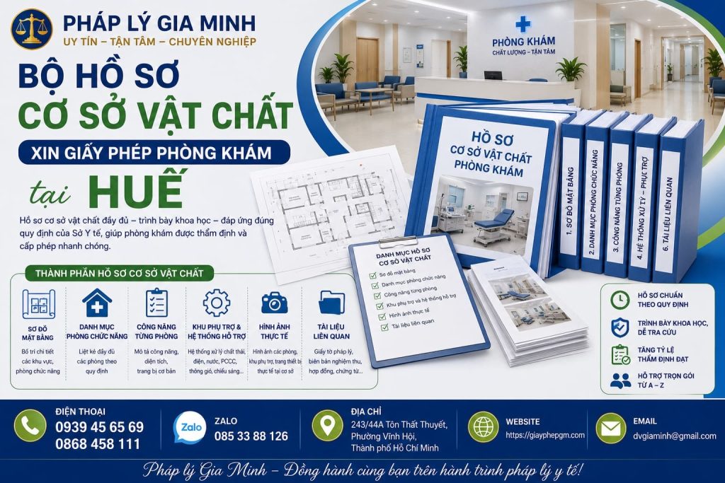 Bộ hồ sơ cơ sở vật chất xin giấy phép phòng khám tại Huế