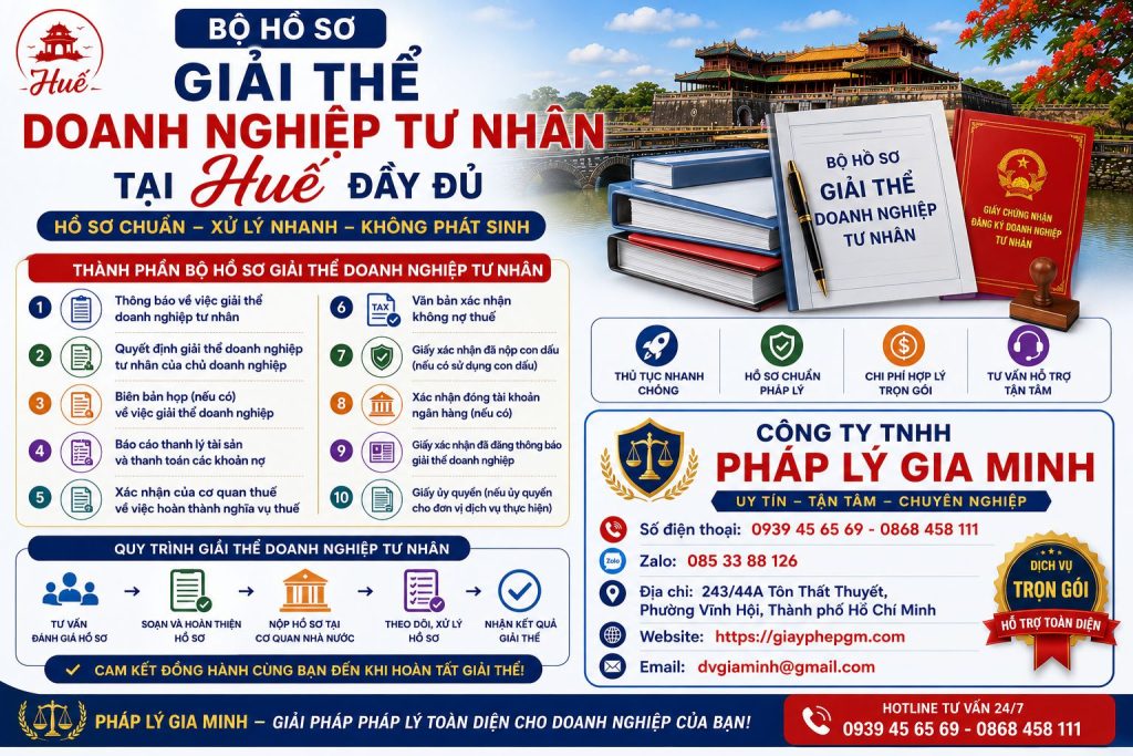 Bộ hồ sơ giải thể doanh nghiệp tư nhân tại Huế đầy đủ
