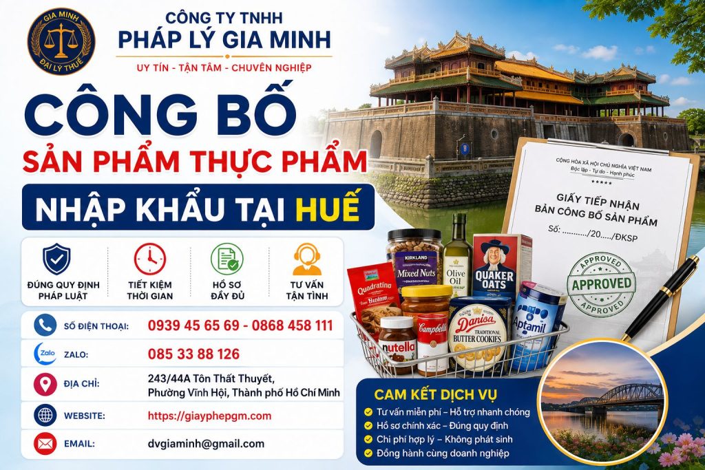 Công bố sản phẩm thực phẩm nhập khẩu tại Huế