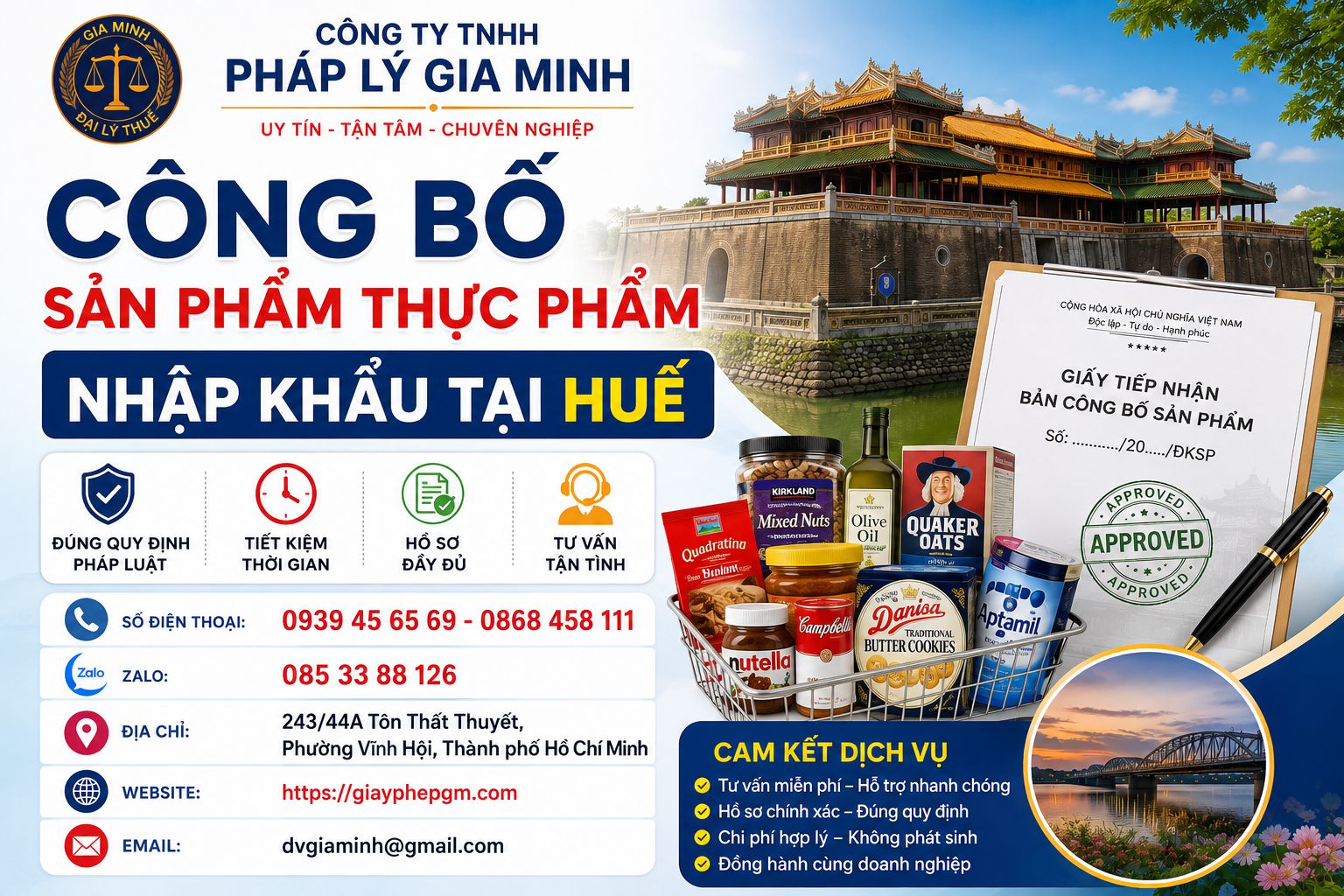 Công bố sản phẩm thực phẩm nhập khẩu tại Huế