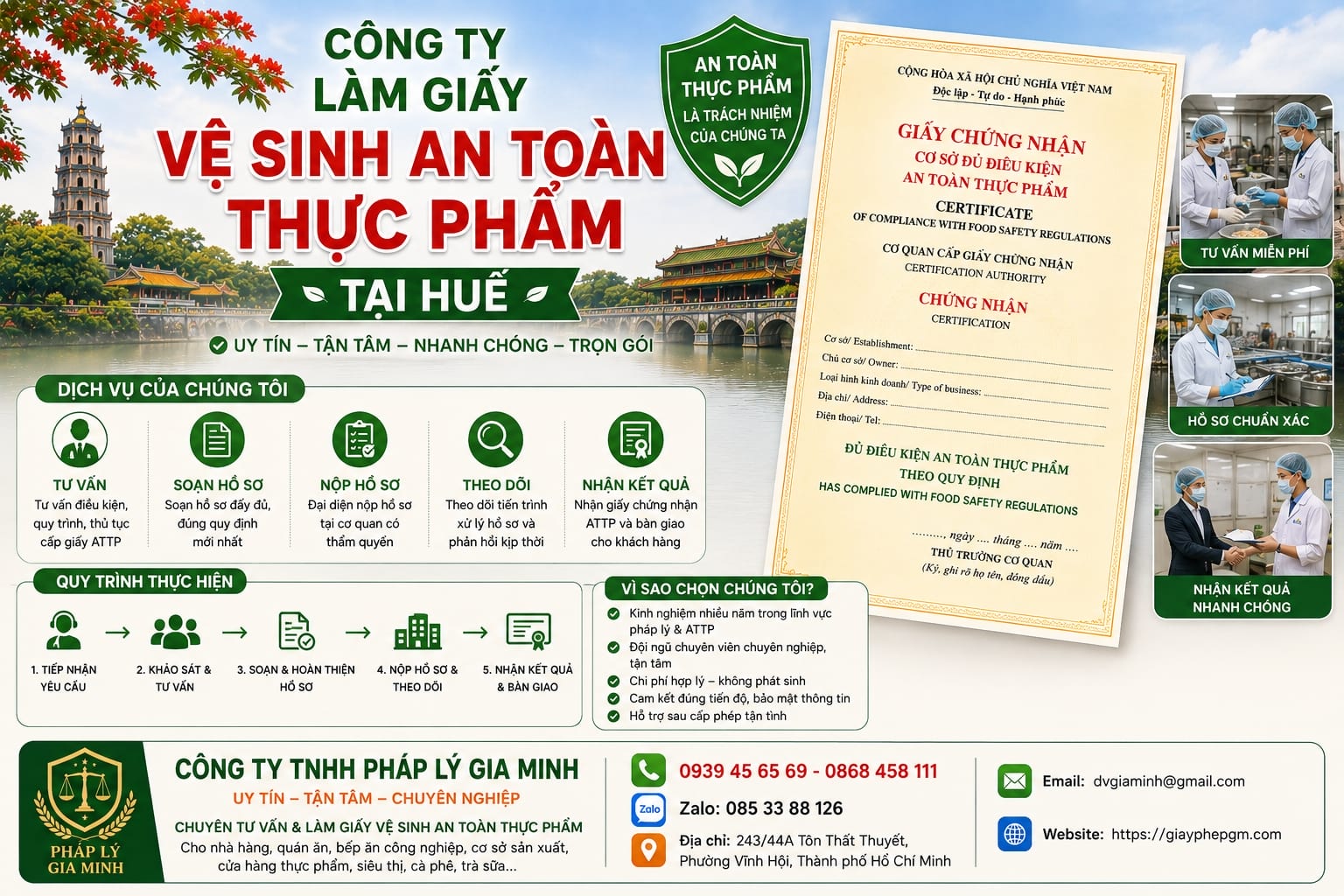 Công ty làm giấy vệ sinh an toàn thực phẩm tại Huế