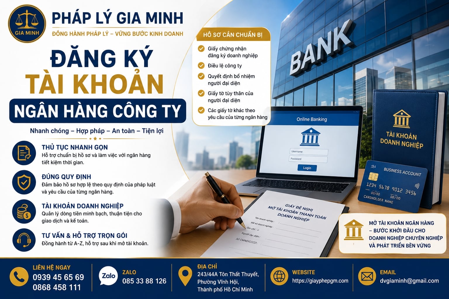 Đăng ký tài khoản ngân hàng công ty