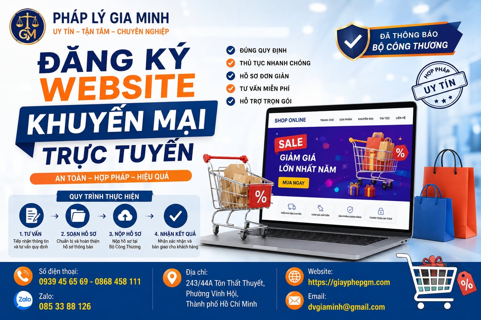 Đăng ký website khuyến mại trực tuyến