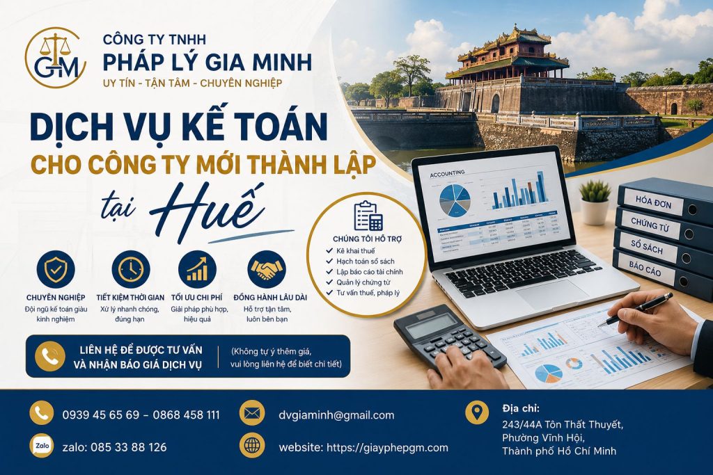Dịch vụ kế toán cho công ty mới thành lập tại Huế