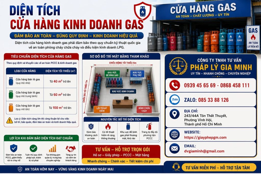 Diện tích cửa hàng kinh doanh gas