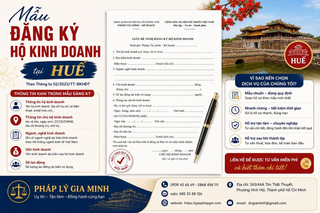 Mẫu đăng ký hộ kinh doanh tại Huế