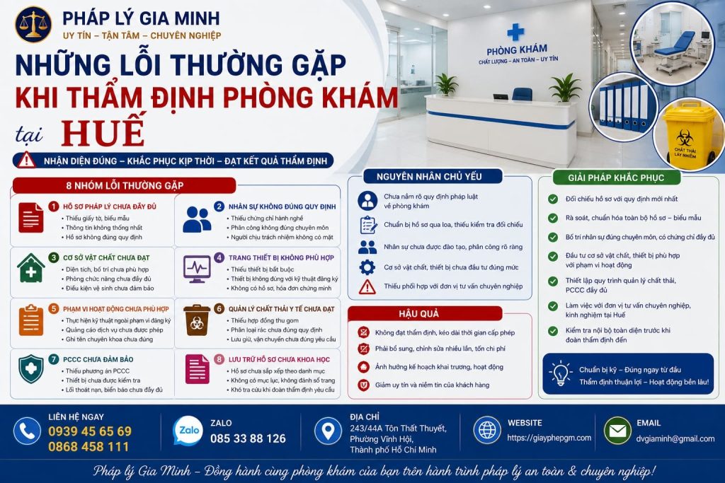 Những lỗi thường gặp khi thẩm định phòng khám tại Huế
