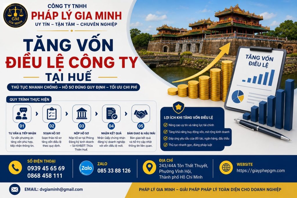 Tăng vốn điều lệ công ty tại Huế