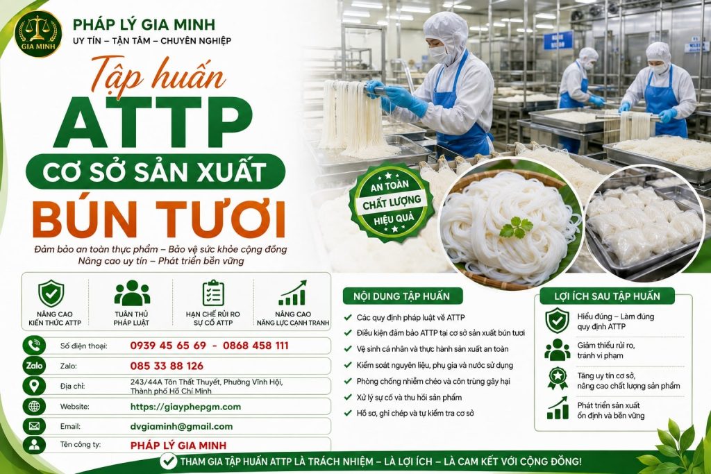 Tập huấn ATTP cơ sở sản xuất bún tươi
