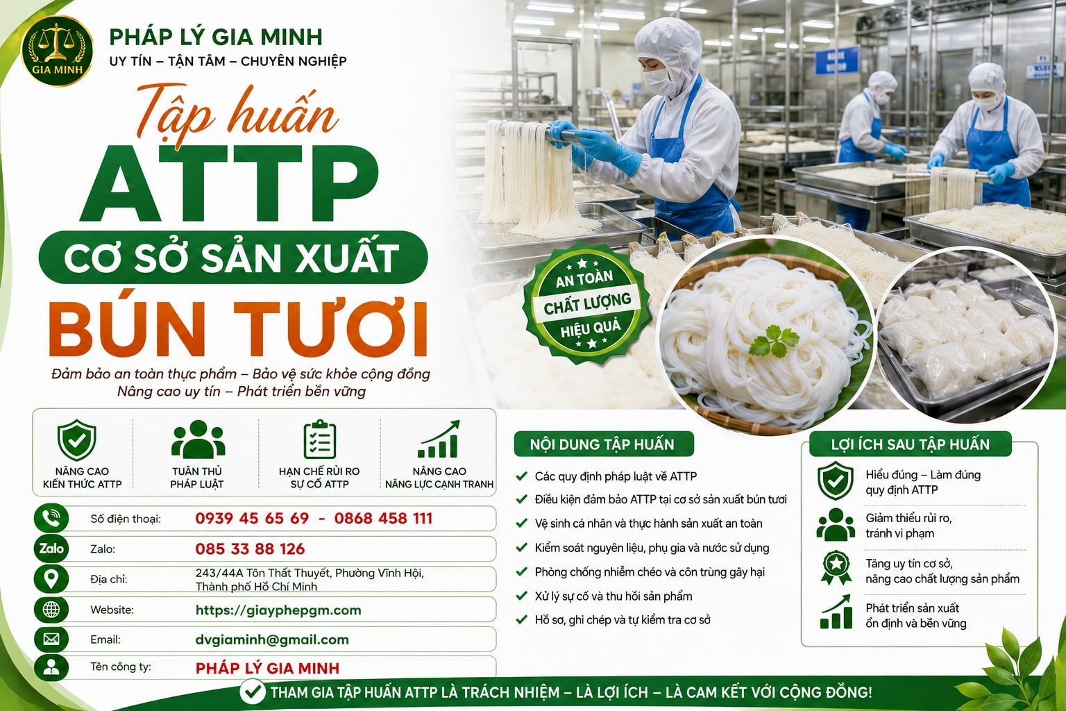 Tập huấn ATTP cơ sở sản xuất bún tươi