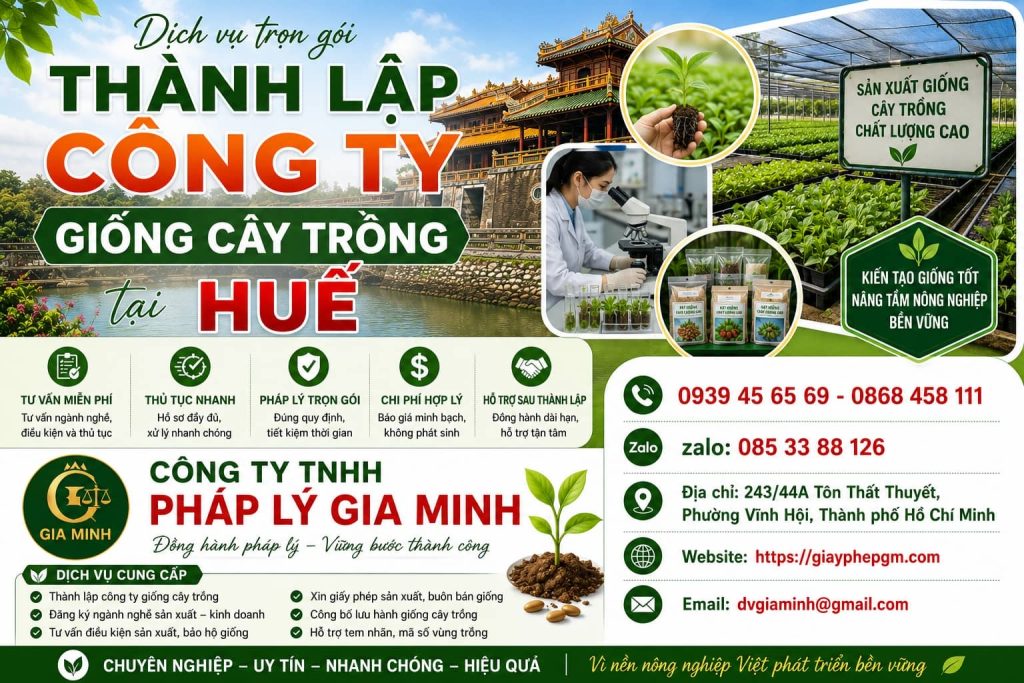 Thành lập công ty giống cây trồng tại Huế