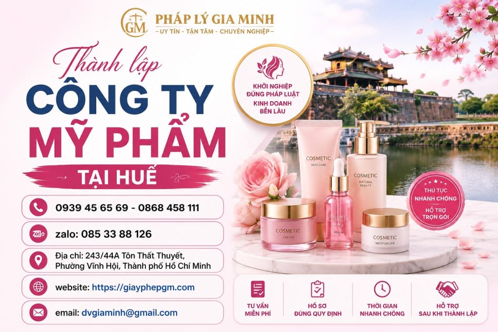 Thành lập công ty mỹ phẩm tại Huế