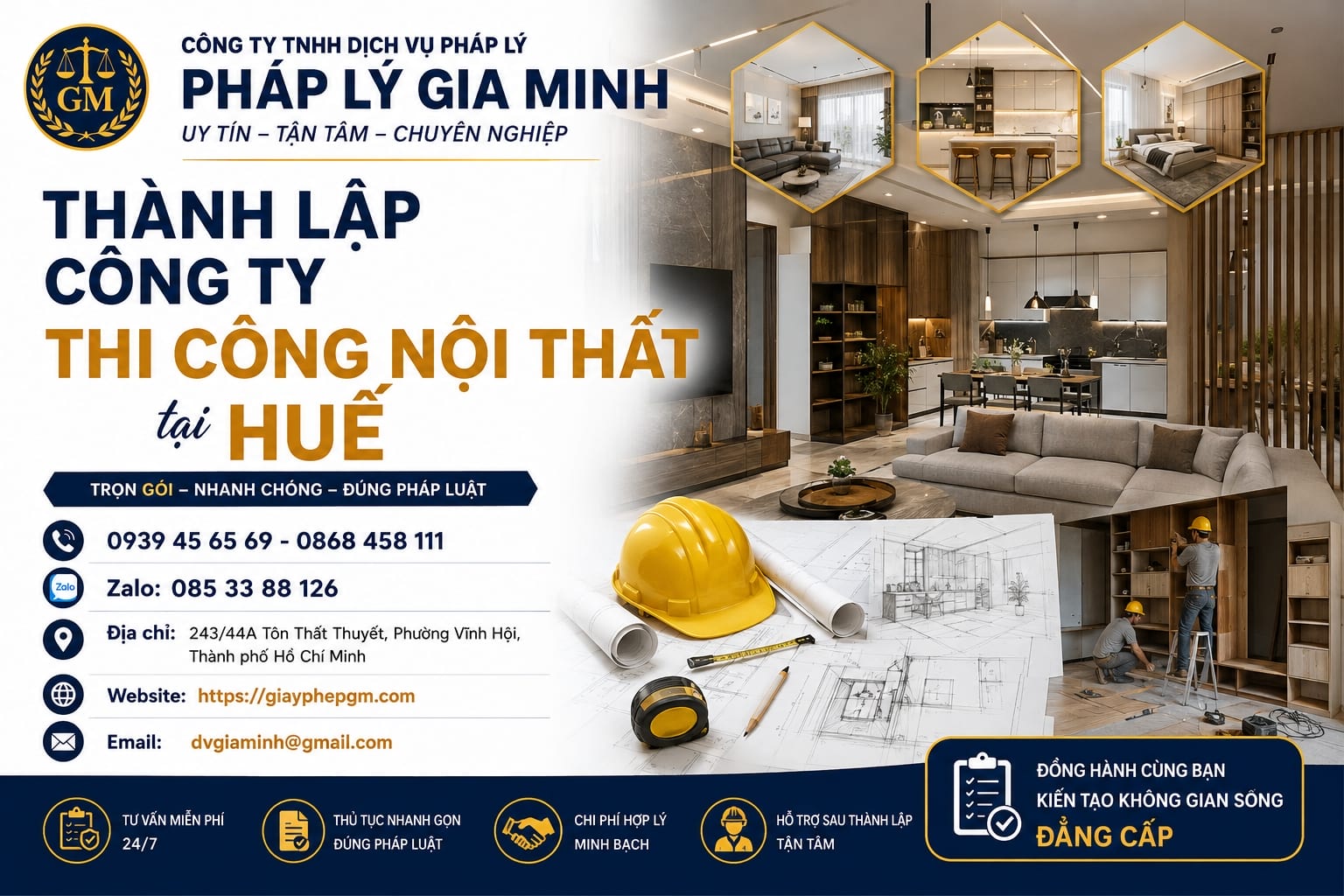 Thành lập công ty thi công nội thất tại Huế