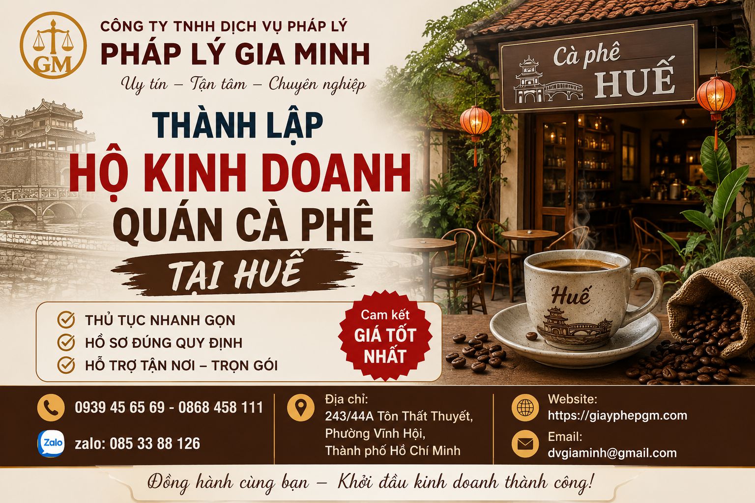 Thành lập hộ kinh doanh quán cà phê tại Huế