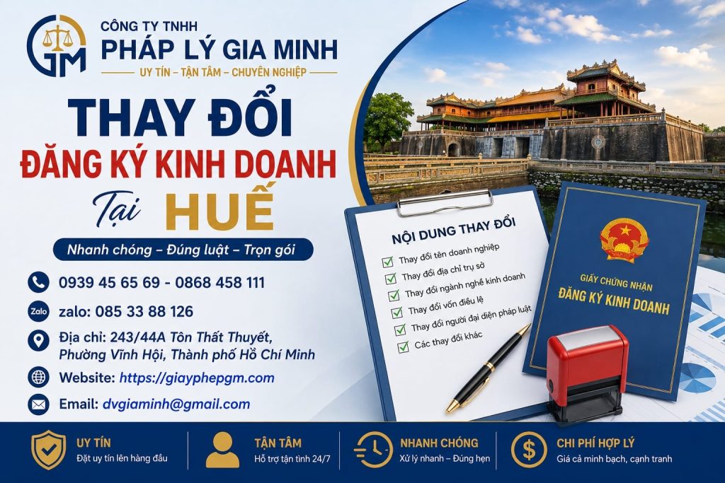 Thay đổi đăng ký kinh doanh tại Huế