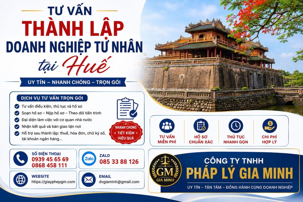 Tư vấn thành lập doanh nghiệp tư nhân tại Huế