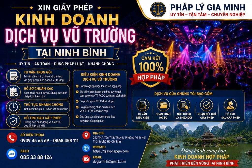 Xin giấy phép kinh doanh dịch vụ vũ trường tại Ninh Bình