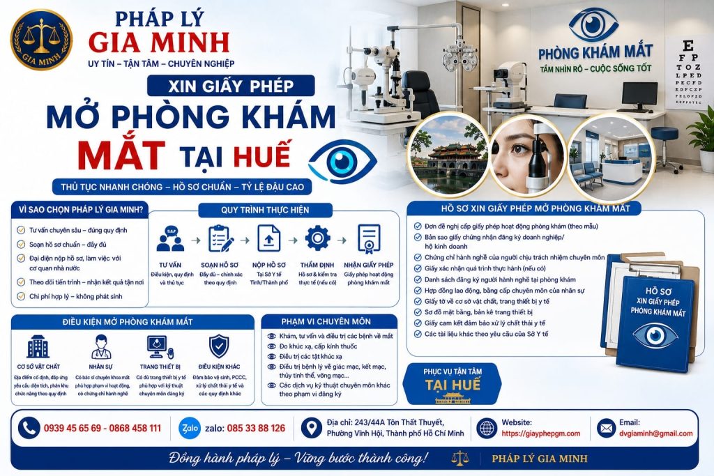Xin giấy phép mở phòng khám mắt tại Huế