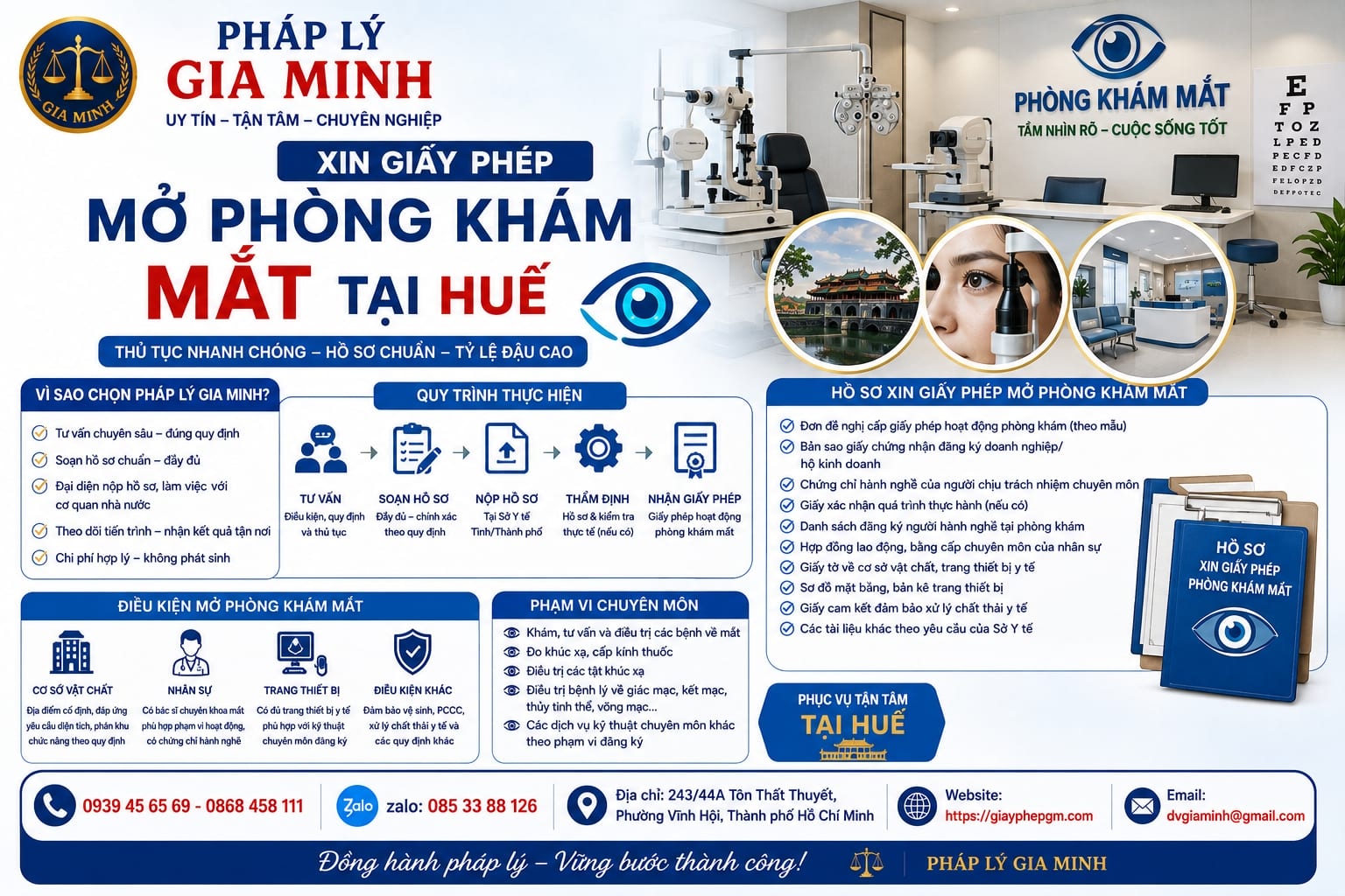 Xin giấy phép mở phòng khám mắt tại Huế