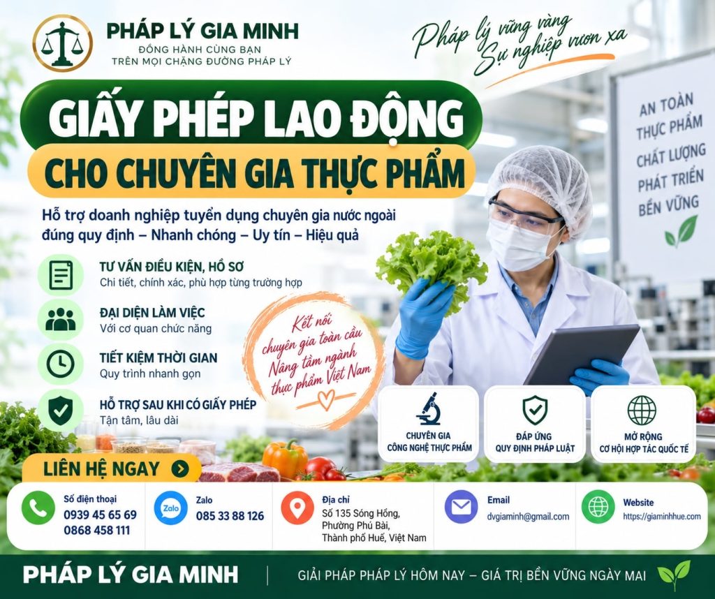 Giấy phép lao động cho chuyên gia thực phẩm
