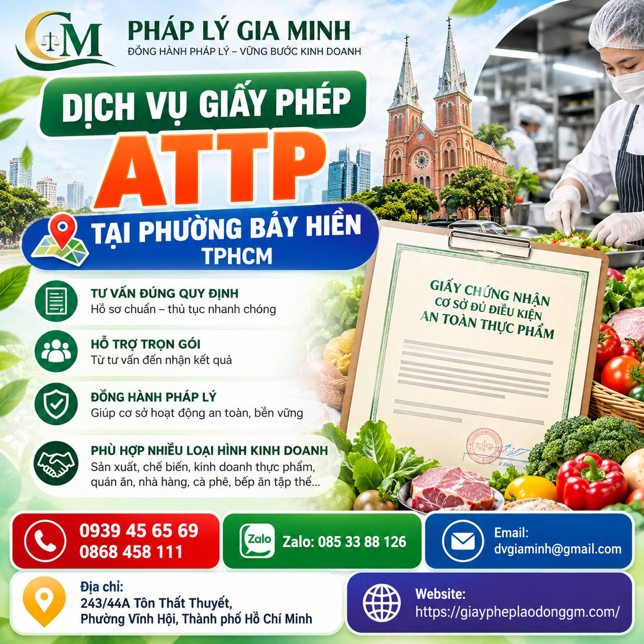 Dịch vụ giấy phép ATTP tại phường Bảy Hiền TPHCM