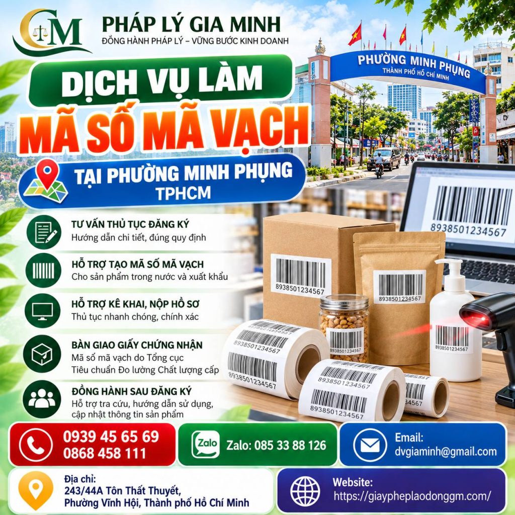Dịch vụ làm mã số mã vạch tại phường Minh Phụng TPHCM 1 Dịch vụ làm mã số mã vạch tại phường Minh Phụng TPHCM