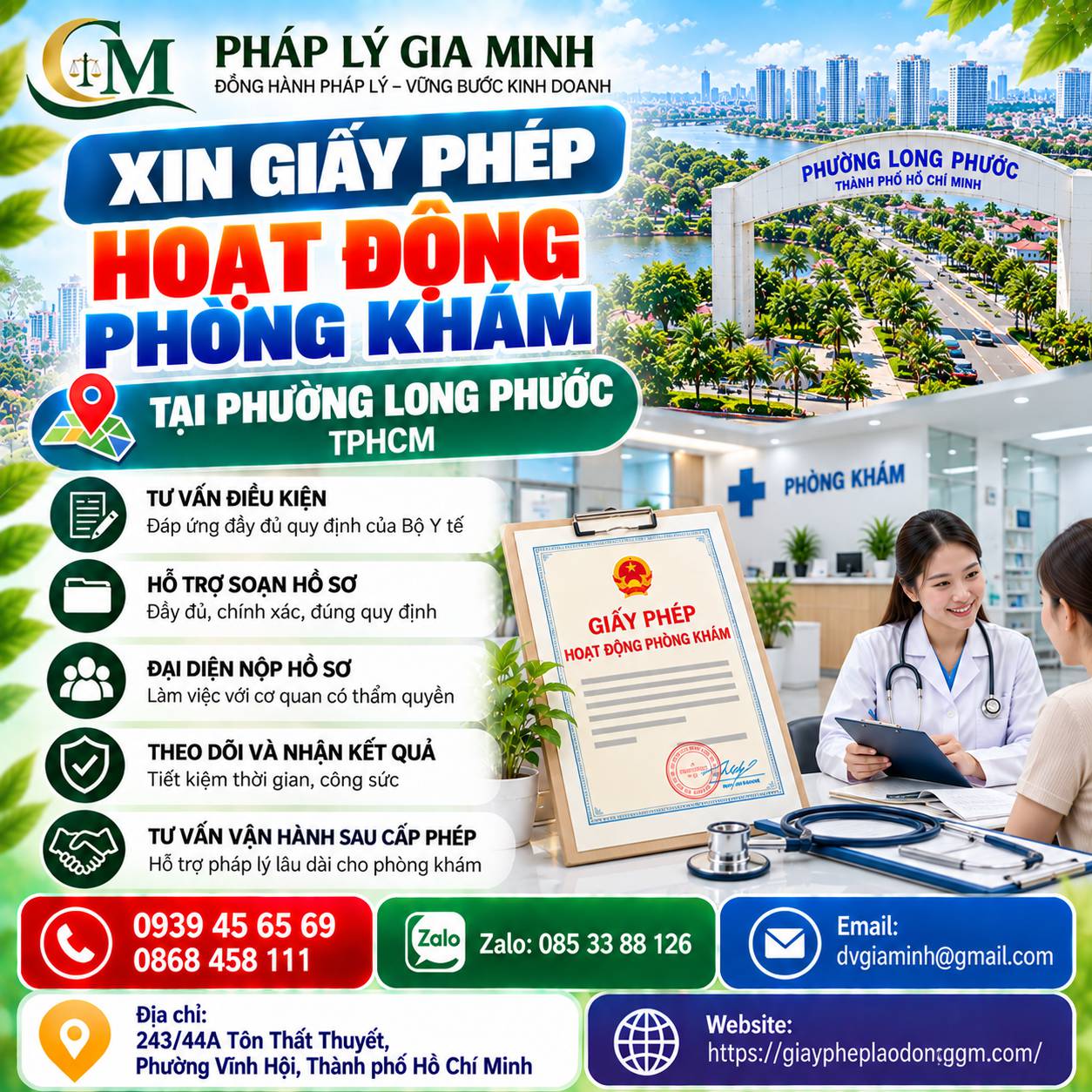Xin giấy phép hoạt động phòng khám tại phường Long Phước TPHCM